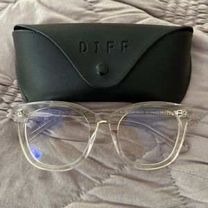 DIFF Clear Frame Blue-Light Glasses with Black Case